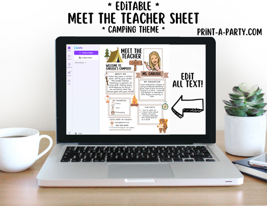 Meet the Teacher Editable Template – CAMPING | CAMPERS Theme Printable for Teacher Introduction, Teacher Information, Back To School , First Day of School