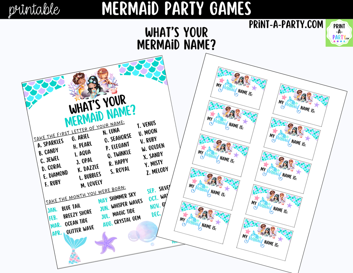 Mermaid Party Games Printable | Under the Sea Birthday Activities