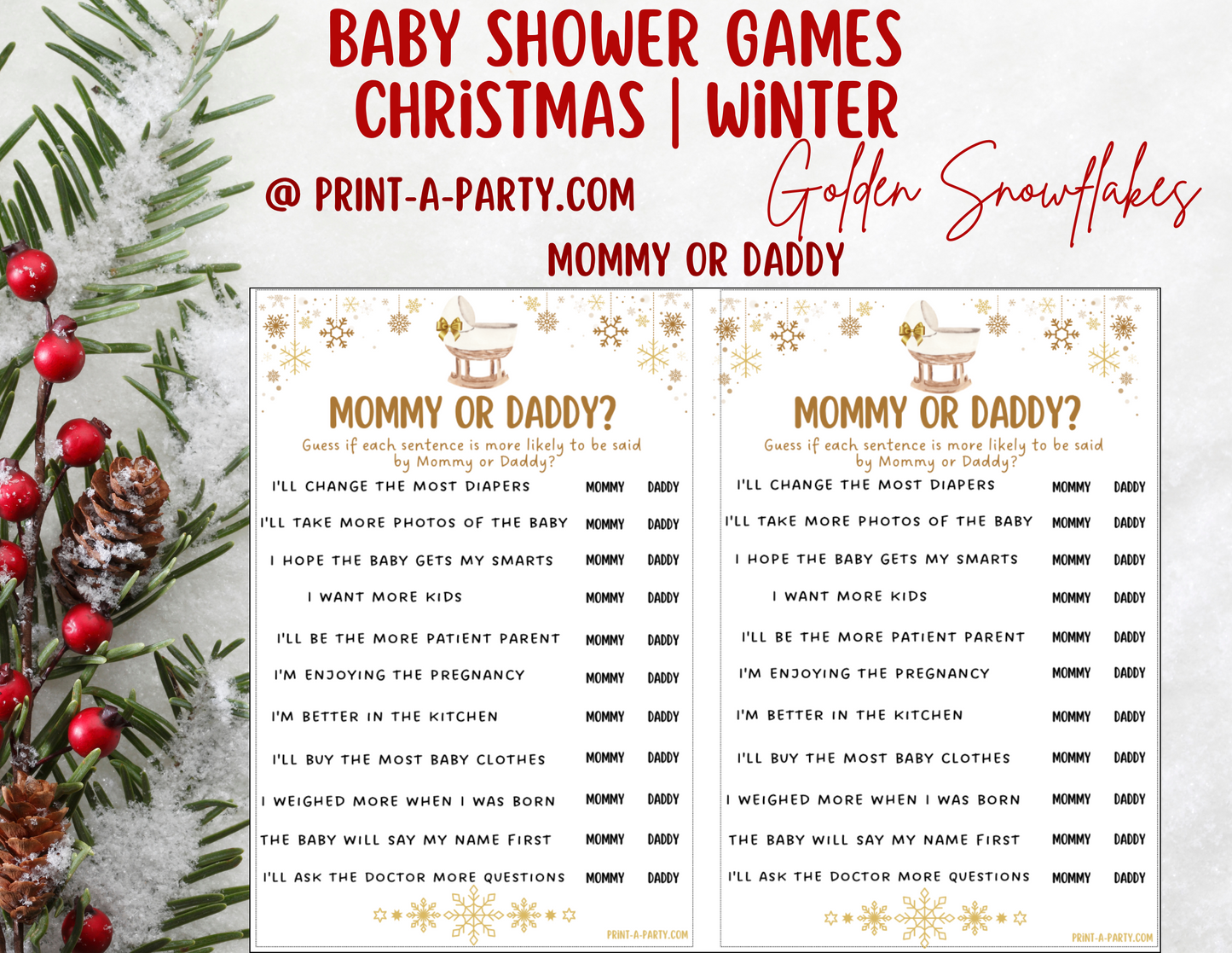 GAMES for Christmas or Winter Baby Shower -Printable Winter Baby Shower Game Bundle – Instant PDF Download