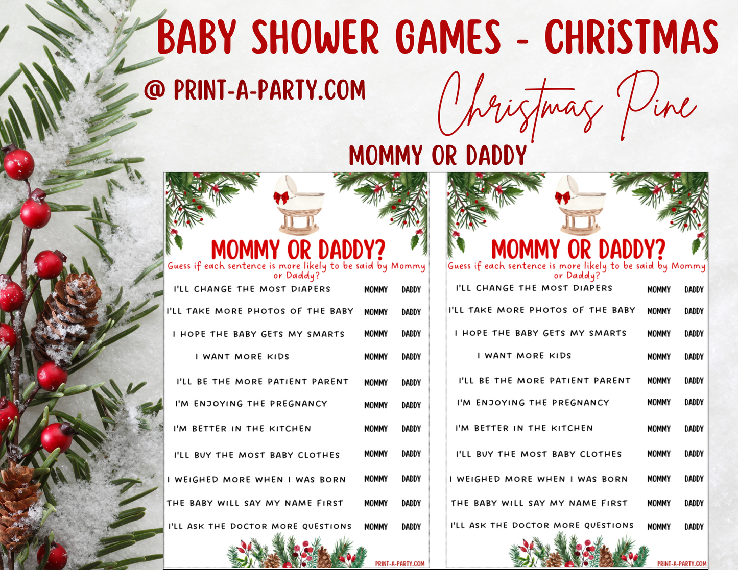 GAMES for Christmas Baby Shower - Christmas Pine | Christmas Baby Shower Theme | Christmas Baby Shower Ideas | INSTANT DOWNLOAD