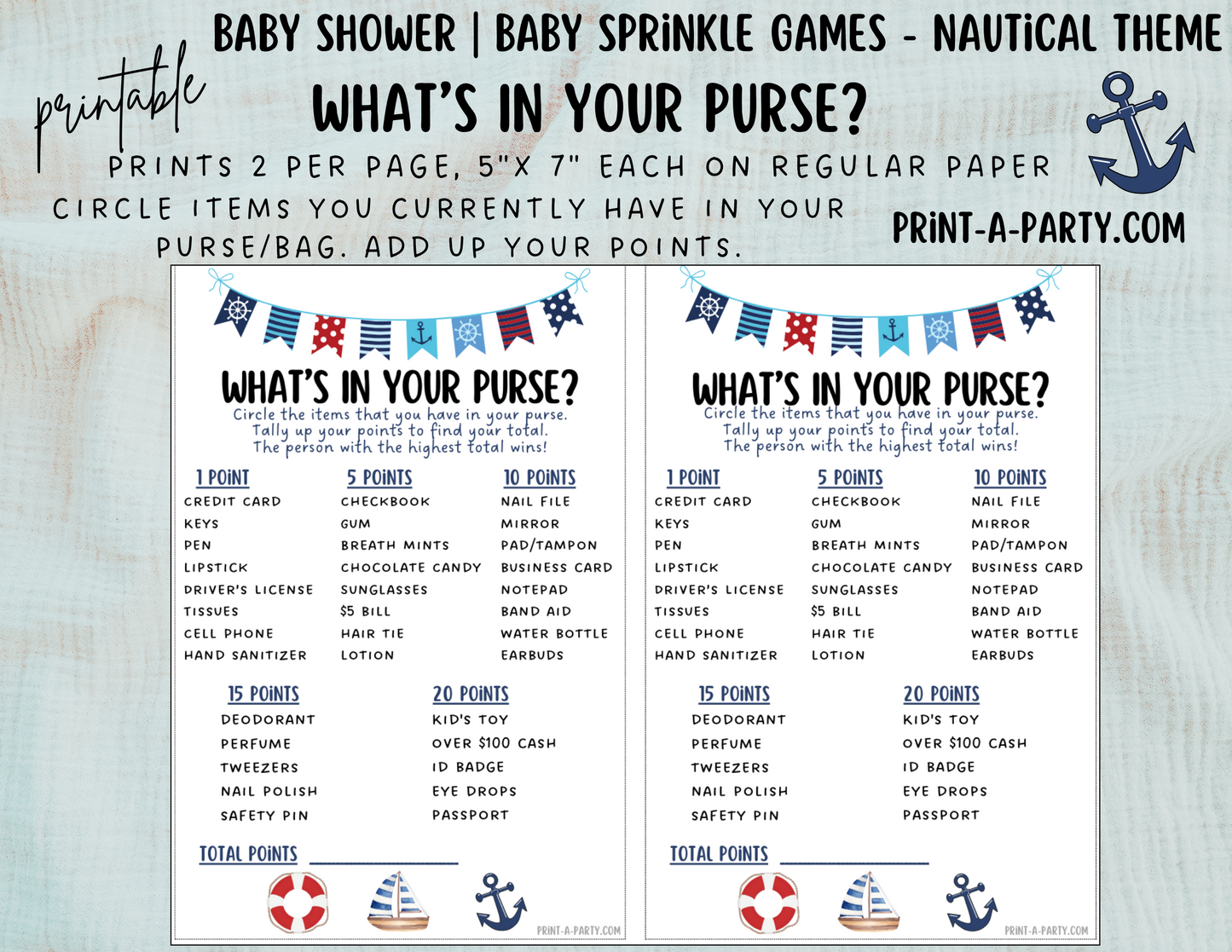 GAMES for Baby Shower | Nautical Baby Shower Theme | Nautical Baby Shower Games | Nautical Baby Shower Activities |Anchor | Ship| INSTANT DOWNLOAD