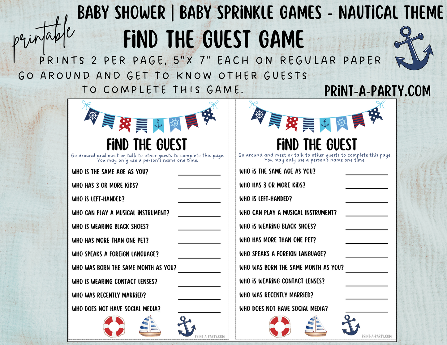 GAMES for Baby Shower | Nautical Baby Shower Theme | Nautical Baby Shower Games | Nautical Baby Shower Activities |Anchor | Ship| INSTANT DOWNLOAD