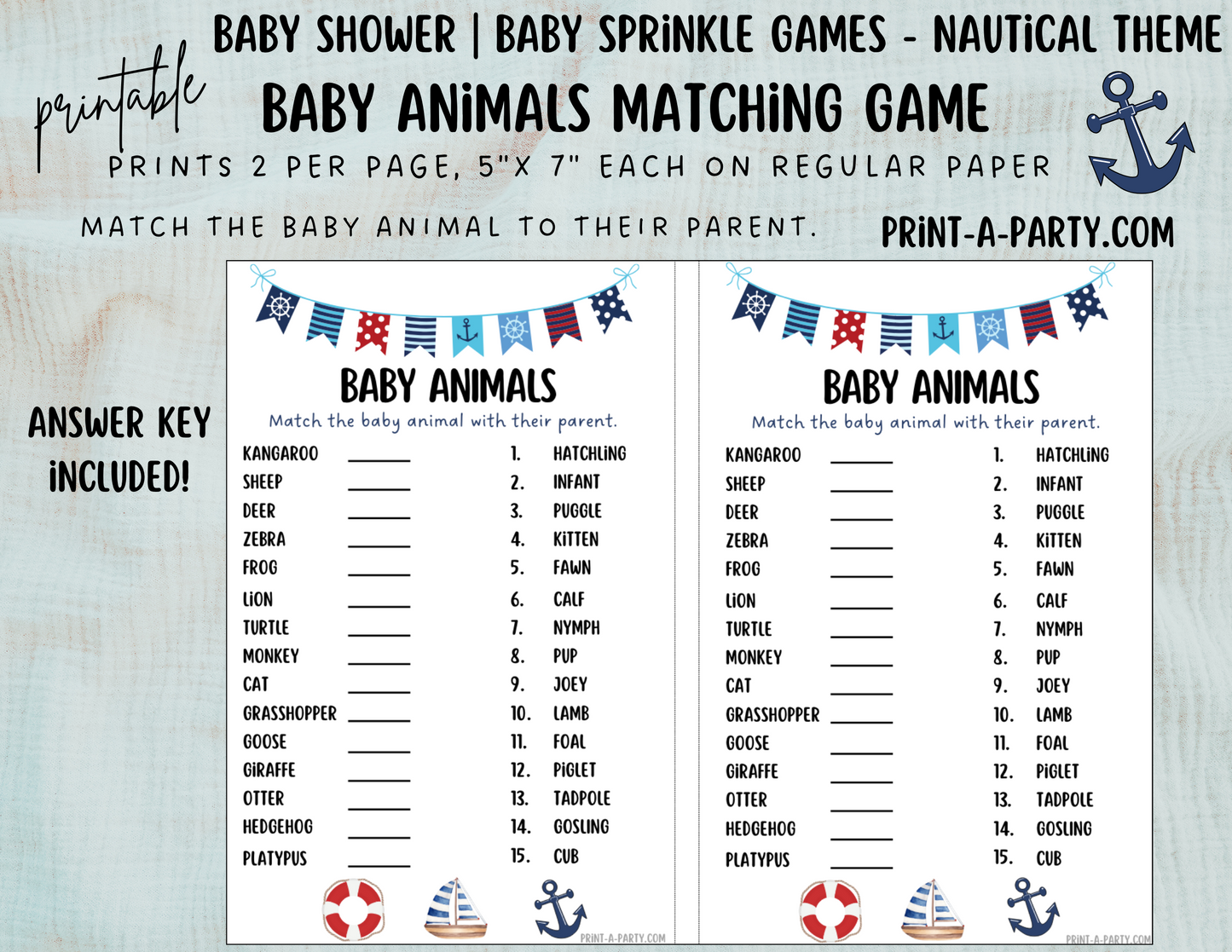 GAMES for Baby Shower | Nautical Baby Shower Theme | Nautical Baby Shower Games | Nautical Baby Shower Activities |Anchor | Ship| INSTANT DOWNLOAD
