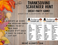 SCAVENGER HUNT GAME: Thanksgiving | Printable | Thanksgiving Game | INSTANT DOWNLOAD