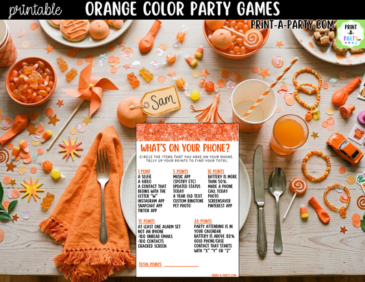 Orange Party Games Printable