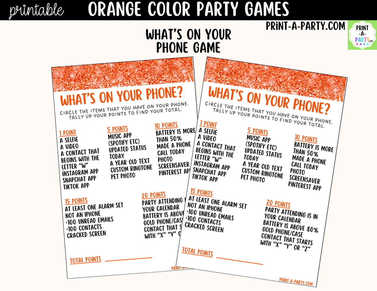 Orange Party Games Printable