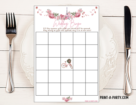 Bridal Shower: Printable PARIS themed Bridal Shower Game Bundle - Instant PDF Download