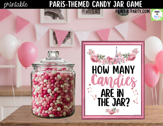 Paris Candy Jar Guessing Game Printable | Sign & Cards