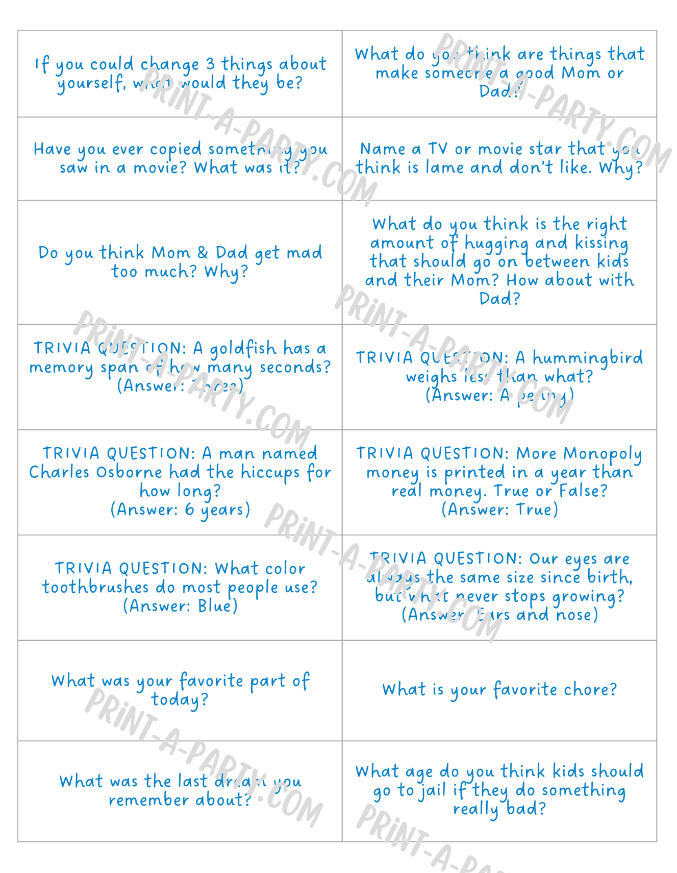 Dinner Conversation Jar - 100 unique, fun, thought-provoking questions for kids | Family Dinner Idea | 100 Questions to ask your kids at Dinner | Instant Download