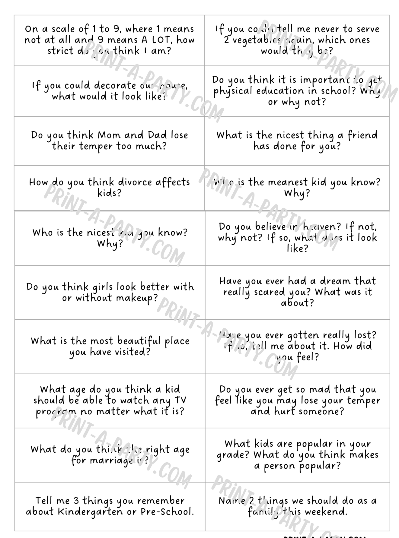 Dinner Conversation Jar - 100 unique, fun, thought-provoking questions for kids | Family Dinner Idea | 100 Questions to ask your kids at Dinner | Instant Download