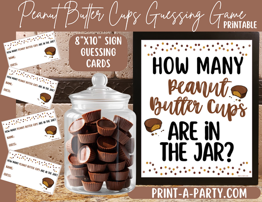 Candy Jar Guessing Game - PEANUT BUTTER CUPS - Printable Party Game for Showers, Classrooms, Parties, and Office Events