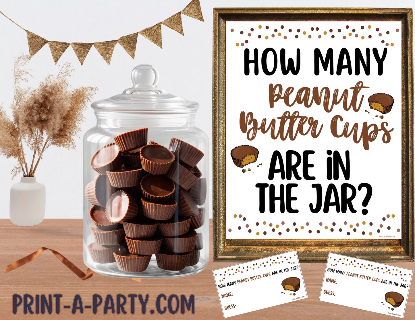CANDY JAR GUESSING GAME - Peanut Butter Cups | How many Peanut Butter Cups in jar | Party or Event Game DIY