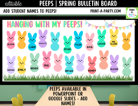 Peeps Spring Bulletin Board Kit | Classroom Door Decor, Editable Peeps, Printable Spring Bulletin Board Display