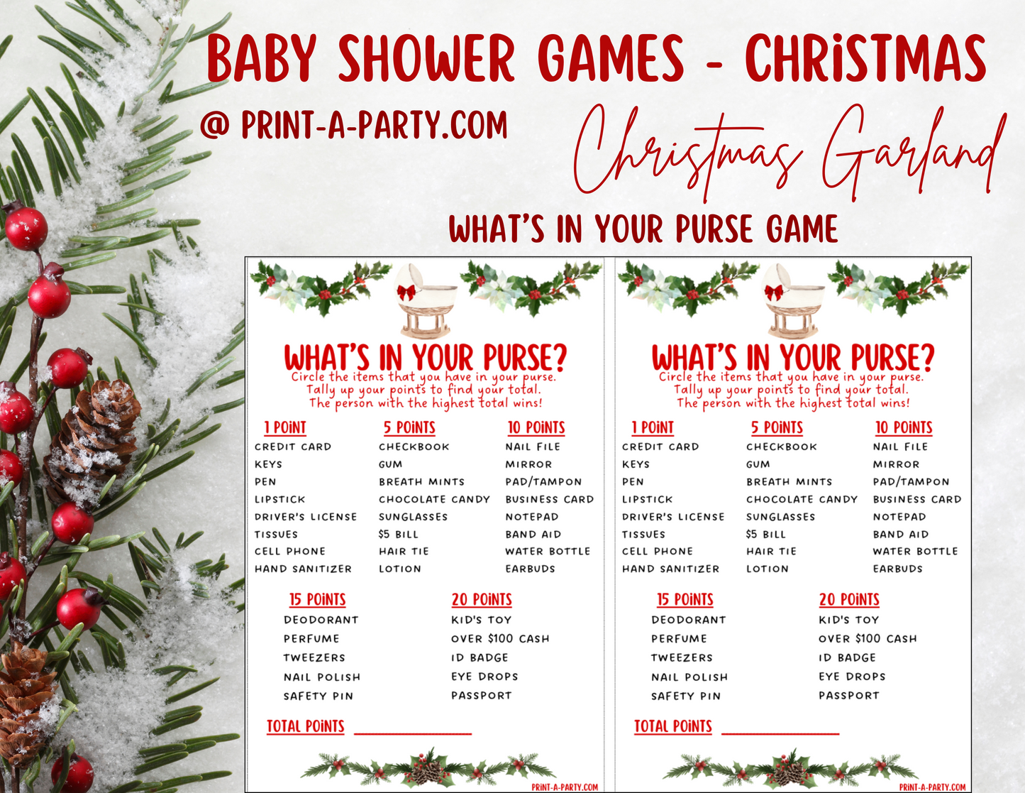 GAMES for Christmas Baby Shower - Printable Christmas Baby Shower Game Bundle – Instant PDF Download