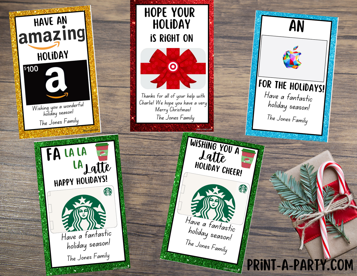 GIFT CARD Holiday Gift Card Holder Printables – Christmas Gift Card Templates for Teachers, Staff & Friends