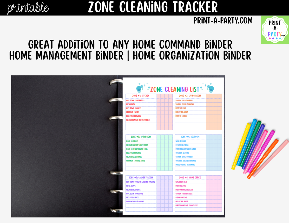 Printable Zone Cleaning Checklist Template | Home Planner
