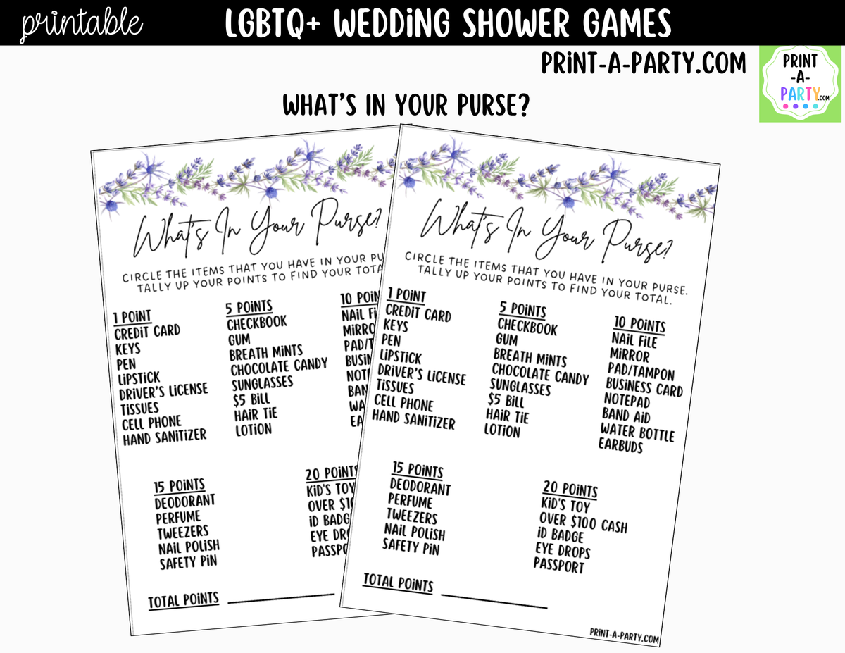 LGBTQ+ Wedding Shower Games Printable | Floral