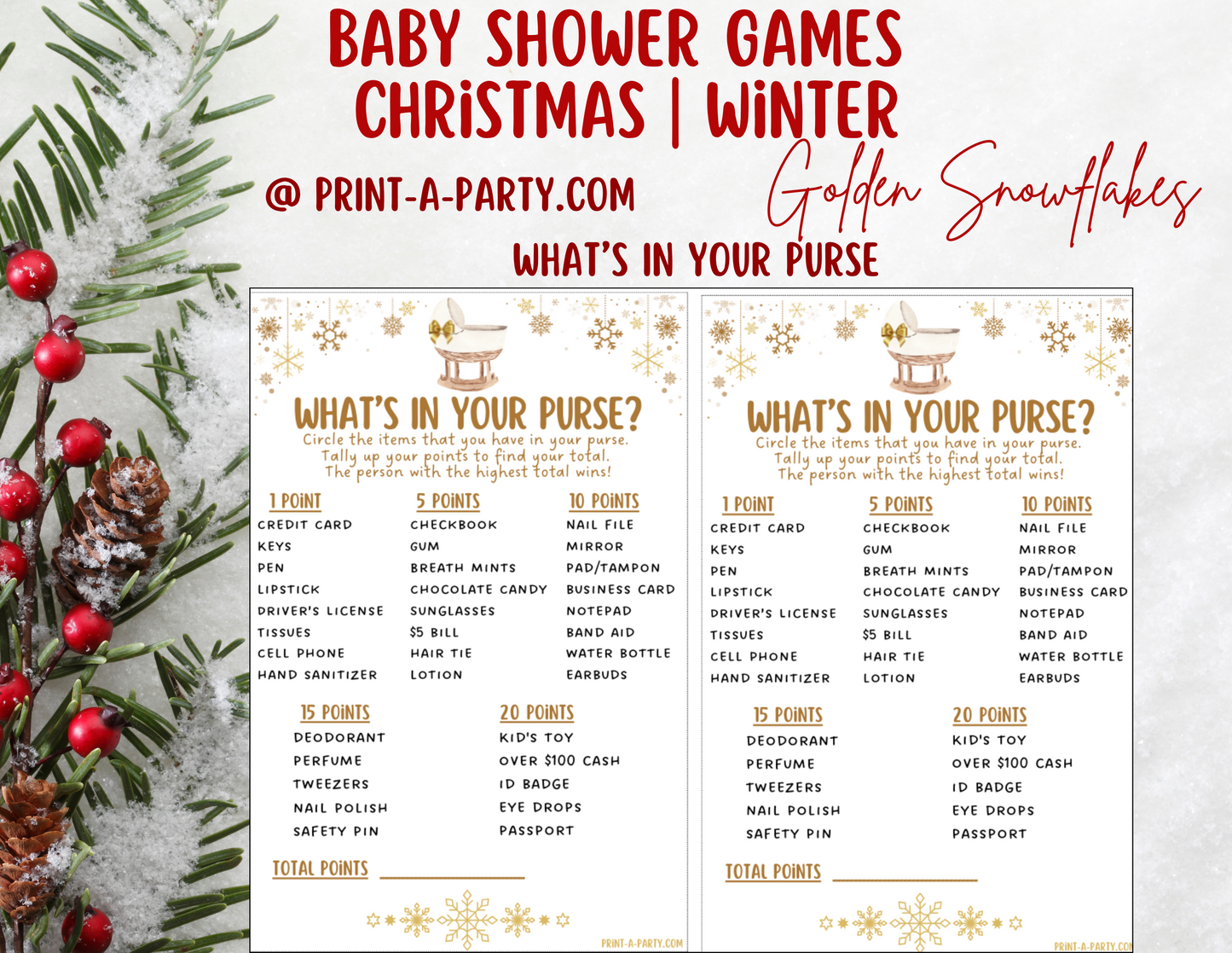 GAMES for Christmas or Winter Baby Shower -Printable Winter Baby Shower Game Bundle – Instant PDF Download