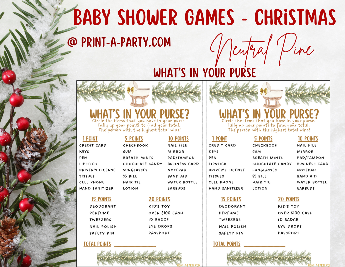 GAMES for Christmas Baby Shower Printable Christmas Baby Shower Game Bundle – Instant PDF Download
