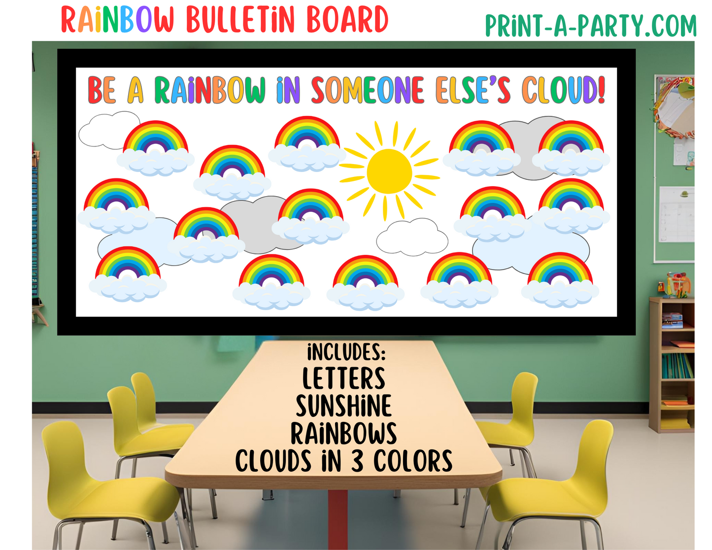 BACK TO SCHOOL: Bulletin Board Display for Classroom | Rainbow Bulletin Board | Customizable Rainbows lets you add names | Rainbow Spring Bulletin Board