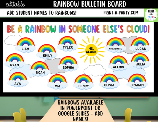 Rainbow Bulletin Board Kit | Classroom Door Decor, Editable Rainbows, Printable Bulletin Board Display