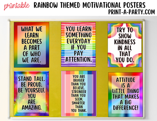 CLASSROOM DECOR | Rainbow-Themed Printable Motivational Posters for Classroom Decor - for Teachers, Counselors, Office