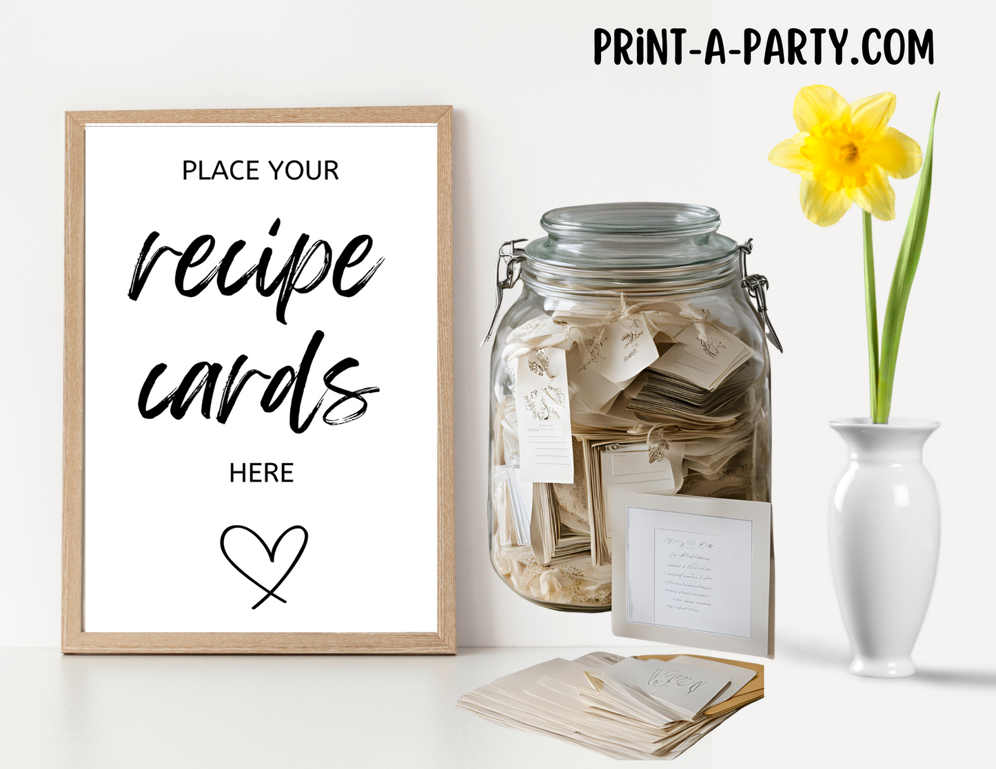 PLACE YOUR RECIPE CARDS HERE | Printable Wedding Sign | Bridal Shower Sign | Shower Sign | Recipe Cards Sign
