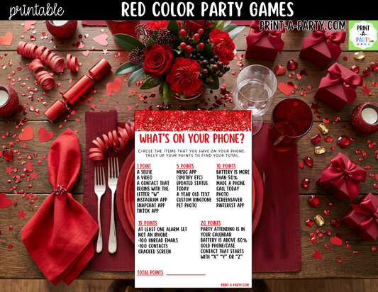 Red Party Games Printable