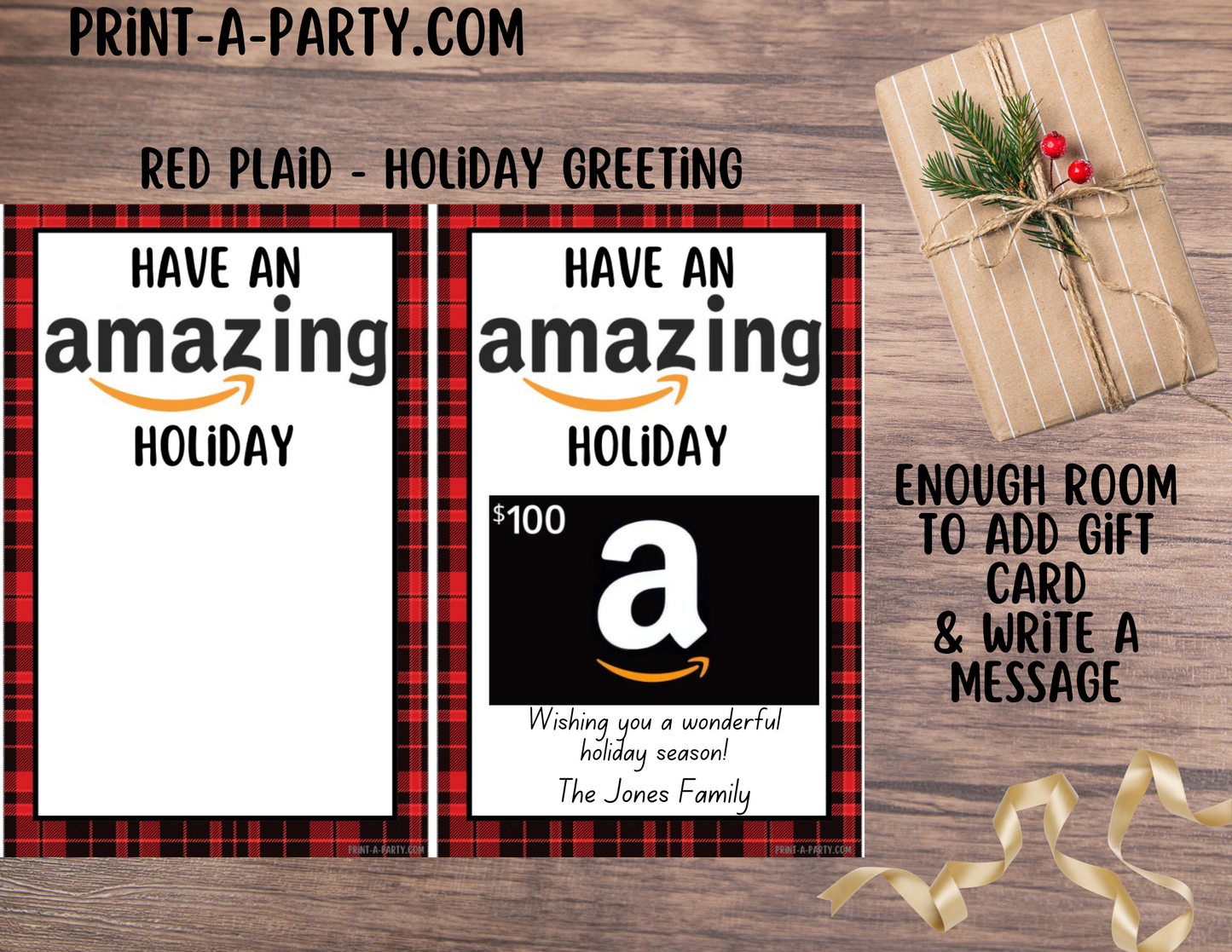 GIFT CARD Amazon Gift Card Holder Printables – Christmas & Holiday Gift Card Templates