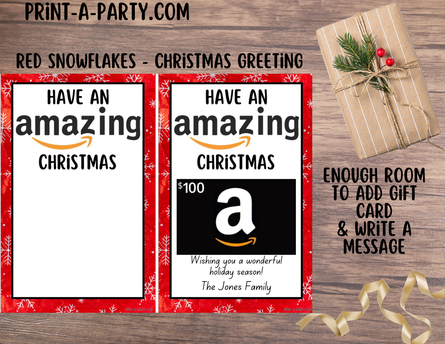 GIFT CARD Amazon Gift Card Holder Printables – Christmas & Holiday Gift Card Templates