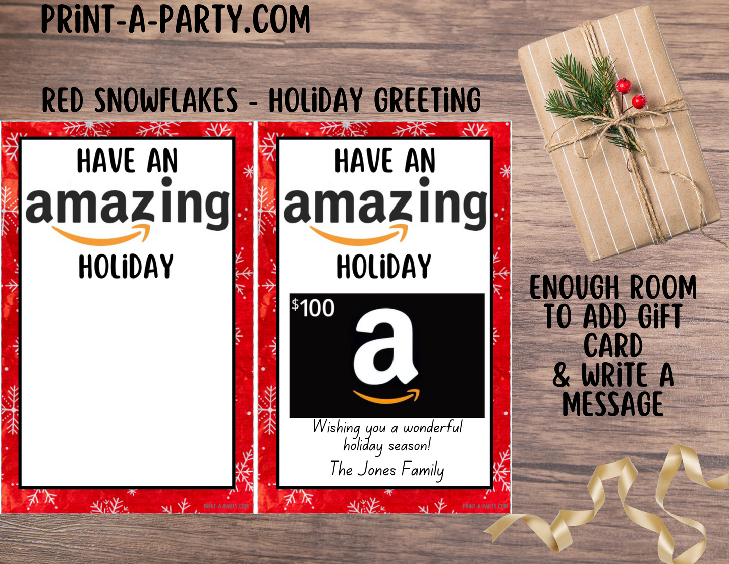 GIFT CARD Amazon Gift Card Holder Printables – Christmas & Holiday Gift Card Templates