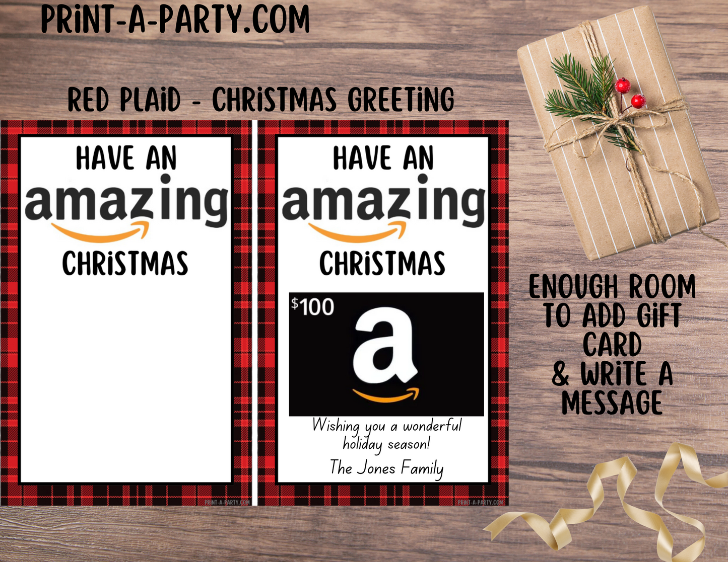 GIFT CARD Amazon Gift Card Holder Printables – Christmas & Holiday Gift Card Templates