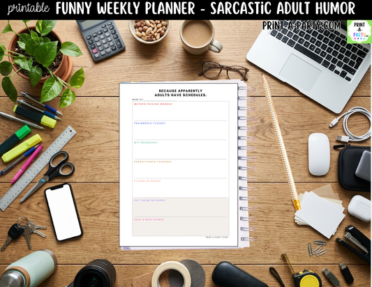 Funny Weekly Planner Printable | Sarcastic Adult Humor