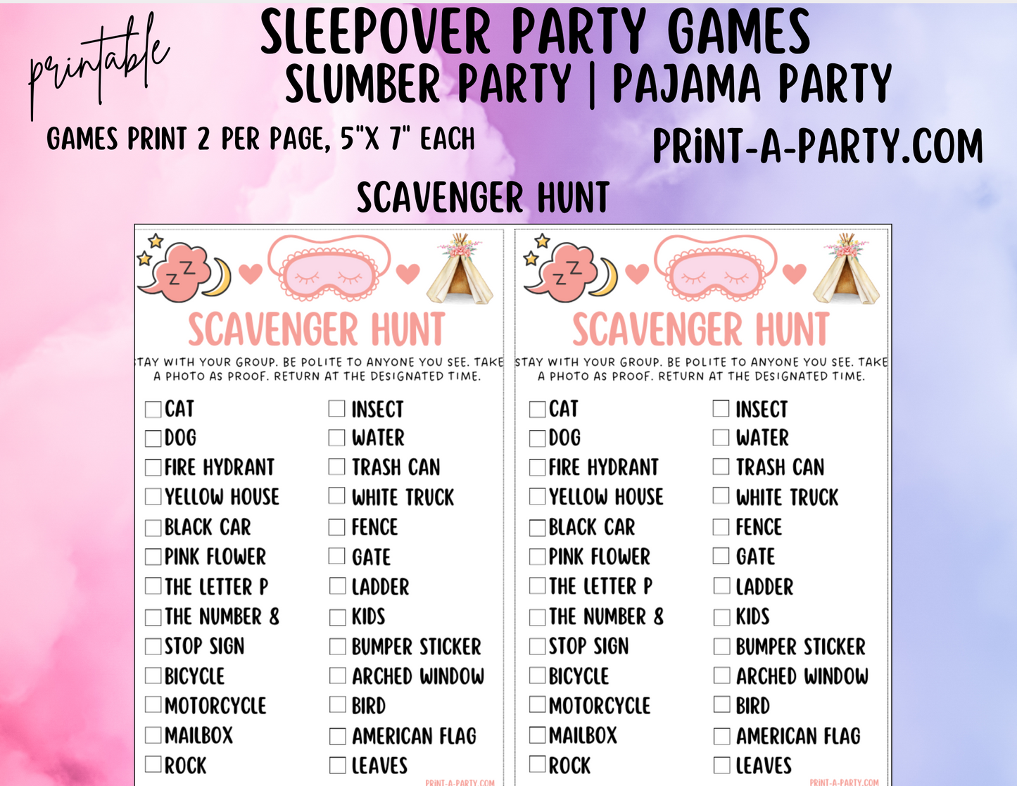 GAMES: SLEEPOVER PARTY THEME | Slumber Party Games | Pajama Party Games | Birthday Party Games | Sleepover Slumber Party | Slumber Party Ideas | INSTANT DOWNLOAD