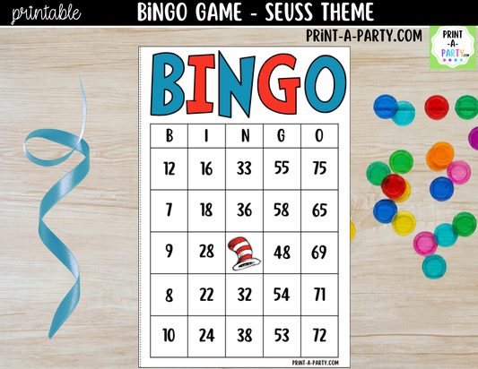Dr. Seuss Bingo Printable Game - for Classroom, Birthday, or Family Activity