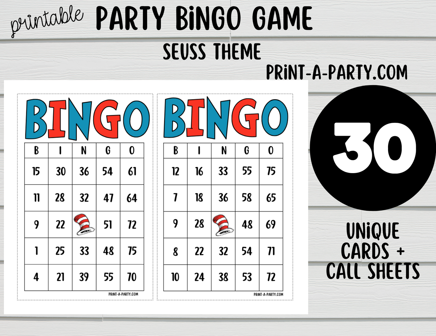 BINGO: Dr. Seuss - Printable Bingo Game | Fun Party Game for Kids & Adults | Classroom, Birthday, or Family Activity | Instant Download