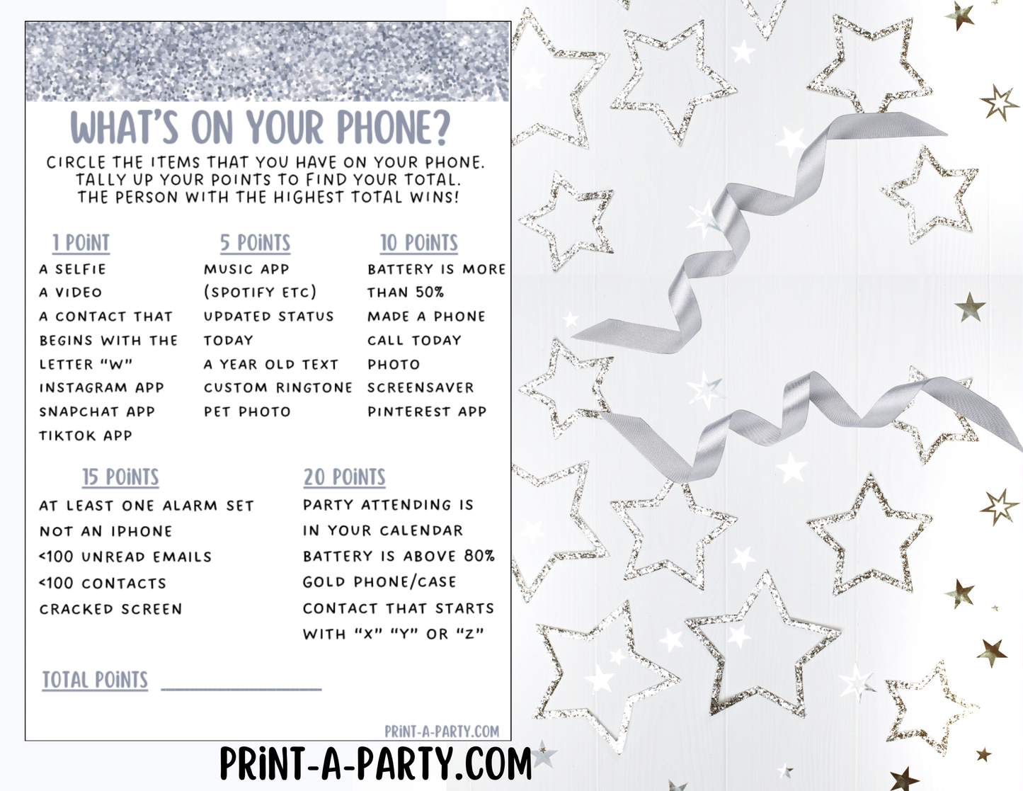 GAMES: COLOR PARTY SILVER THEME | Color Party | Silver Party Games | Silver Party Ideas | INSTANT DOWNLOAD