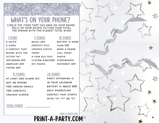 GAMES: COLOR PARTY SILVER THEME | Color Party | Silver Party Games | Silver Party Ideas | INSTANT DOWNLOAD