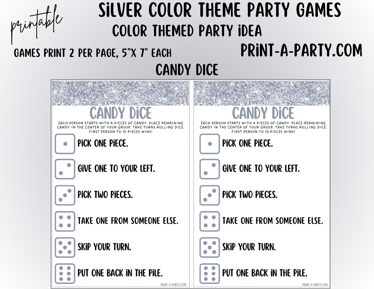 GAMES: COLOR PARTY SILVER THEME | Color Party | Silver Party Games | Silver Party Ideas | INSTANT DOWNLOAD
