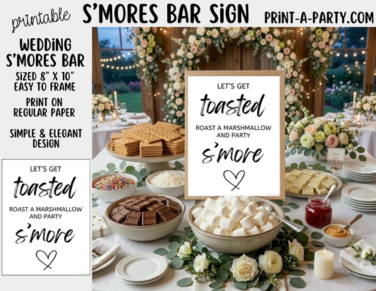 Printable S'mores Bar Sign (8x10) - Wedding Shower Decor - Instant PDF Download