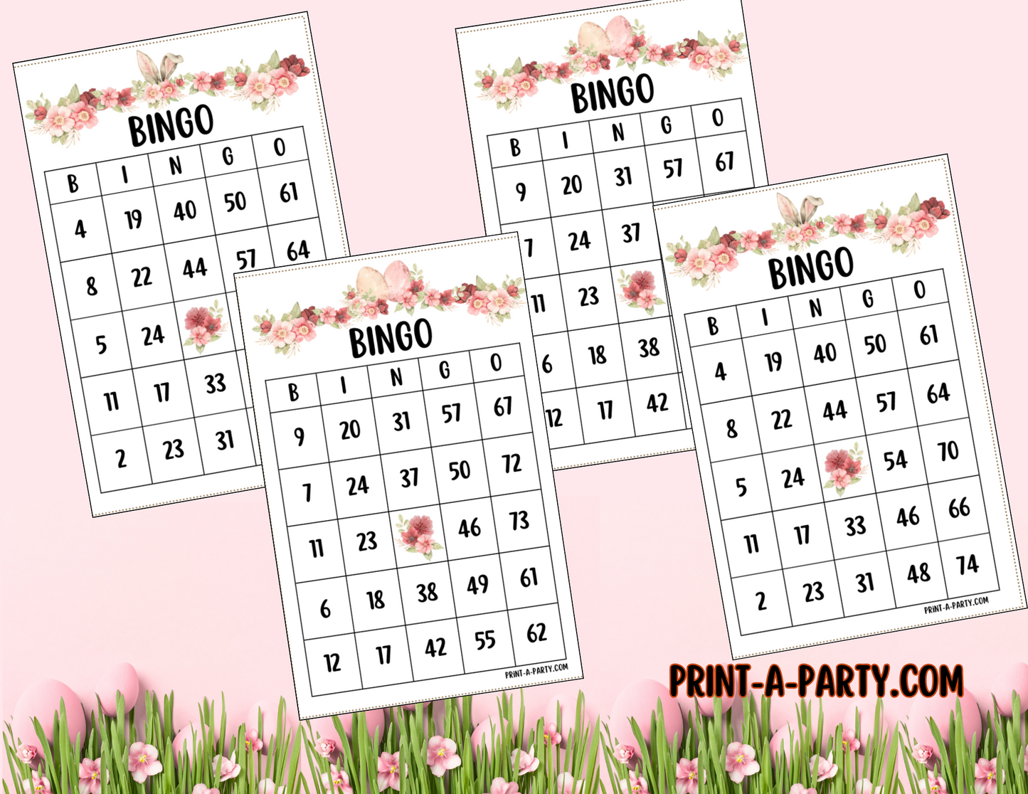 BINGO: Spring Easter Bingo | Spring Florals | Spring Activities | Parties | Classroom | 30, 40, or 50 cards