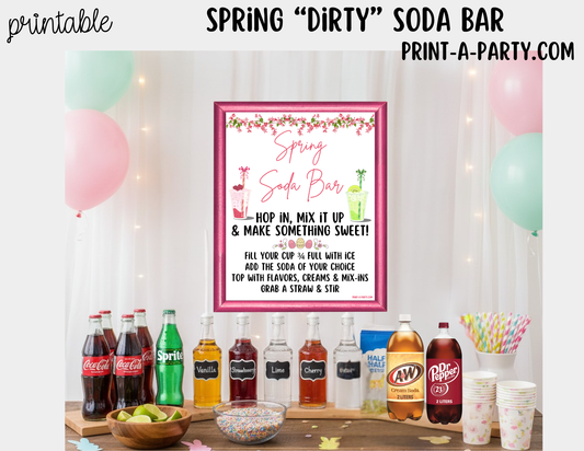 SODA BAR - Printable Spring (Easter) "Dirty" Soda Bar Printable Kit - Sign & Recipe Tent Cards (12 recipes!) Drink Station Decor