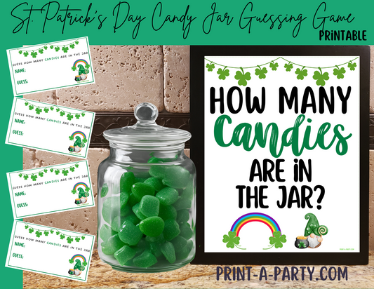Candy Jar Guessing Game - ST. PATRICK'S DAY - Printable St. Patrick's Day Party Game for Classrooms, Parties or the Office