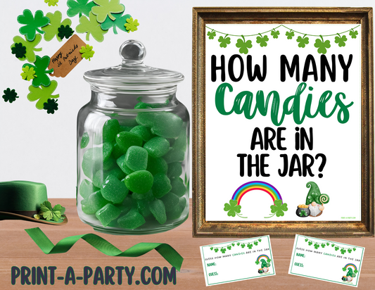 Candy Jar Guessing Game - ST. PATRICK'S DAY - Printable St. Patrick's Day Party Game for Classrooms, Parties or the Office