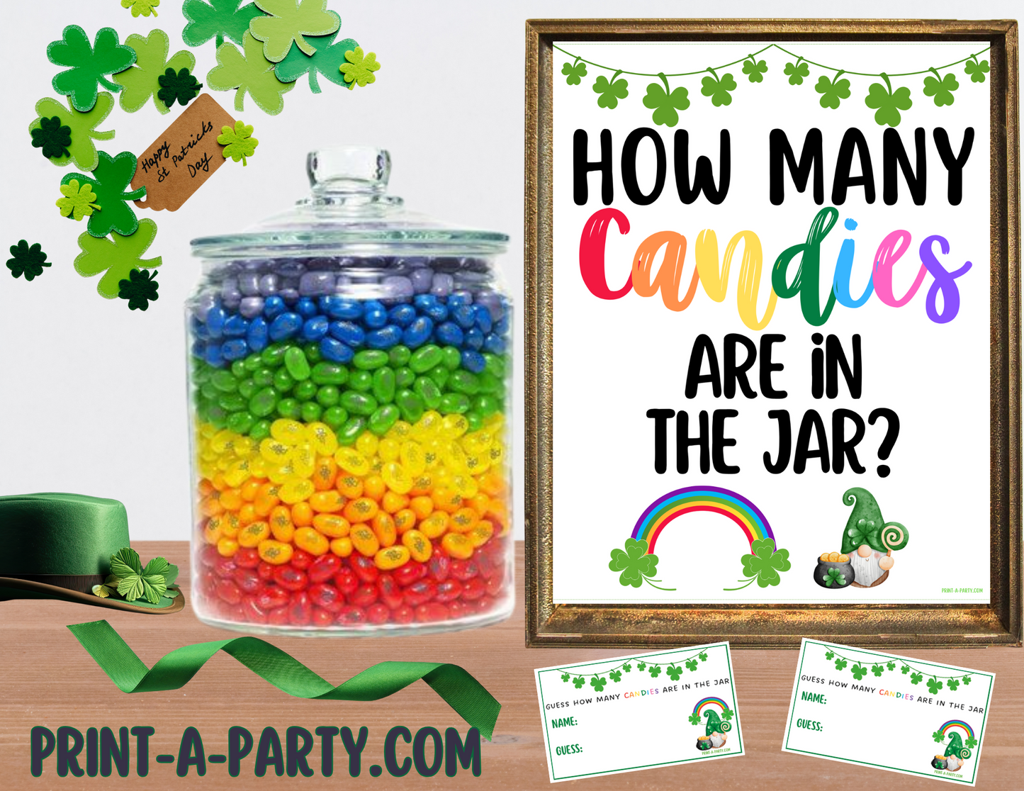 Candy Jar Guessing Game - ST. PATRICK'S DAY JELLYBEANS - Printable St. Patrick's Day Party Game for Classrooms, Parties or the Office