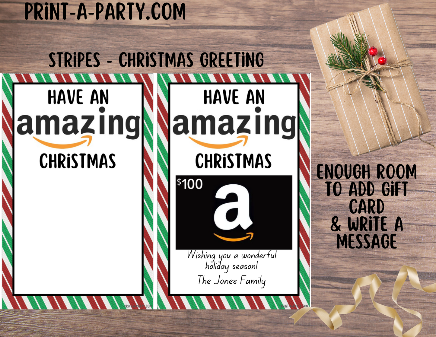 GIFT CARD Amazon Gift Card Holder Printables – Christmas & Holiday Gift Card Templates