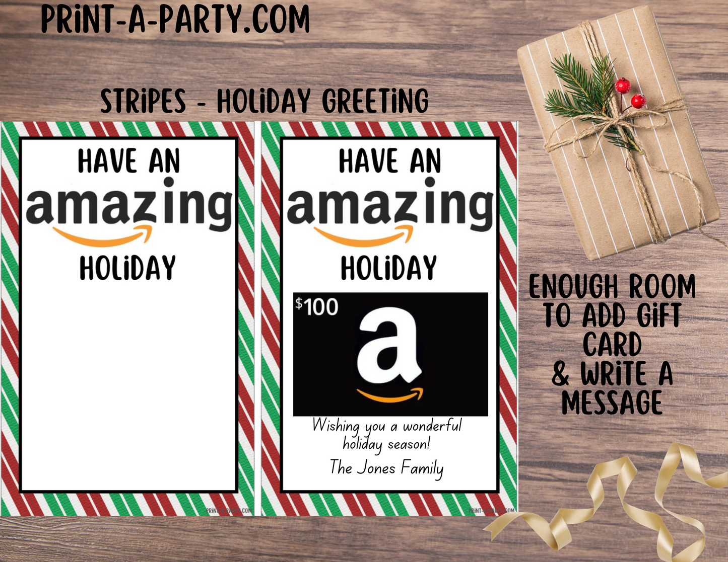 GIFT CARD Amazon Gift Card Holder Printables – Christmas & Holiday Gift Card Templates