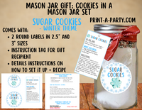 MASON JAR COOKIE GIFT: Sugar Cookies in a Mason Jar | Cookies in a jar gift | Mason Jar Gift Kit | Winter Theme Sugar Cookies Mason Jar