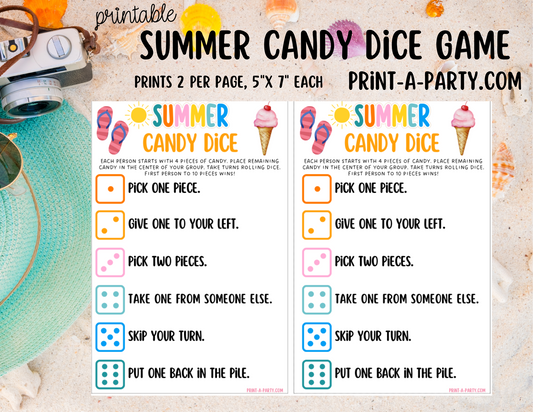 DICE GAME: Summer Candy Dice Game Printable - Fun Summer Party Game for Kids, Classrooms & Family Instant Download