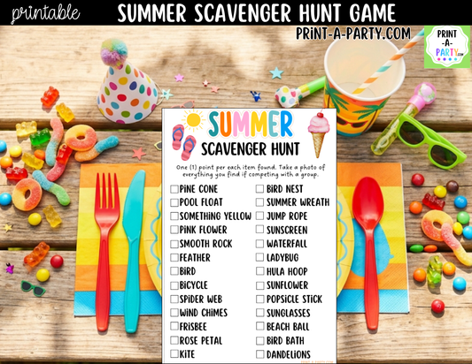 Summer Scavenger Hunt Printable | Outdoor Party Game